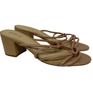 Schutz Princey True Beige Sandals Strappy Block Heel Leather Y2K Size 9 NEW